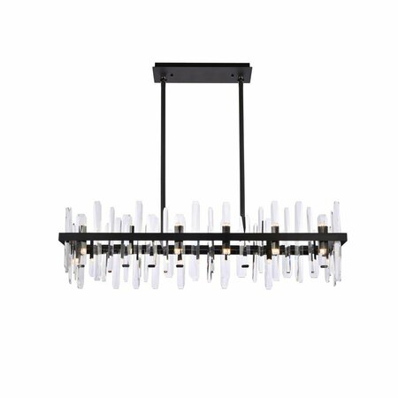 ELEGANT LIGHTING Elegant Lighting  42 in. Serena Crystal Rectangle Chandelier, Black 2200G42BK